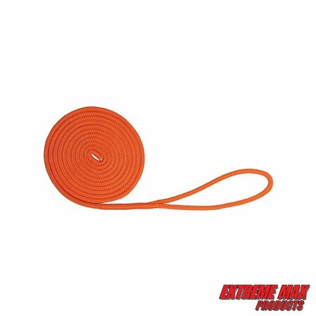 EXTREME MAX Extreme Max 3006.2457 BoatTector Double Braid Nylon Dock Line - 1/2" x 20', Neon Orange 3006.2457